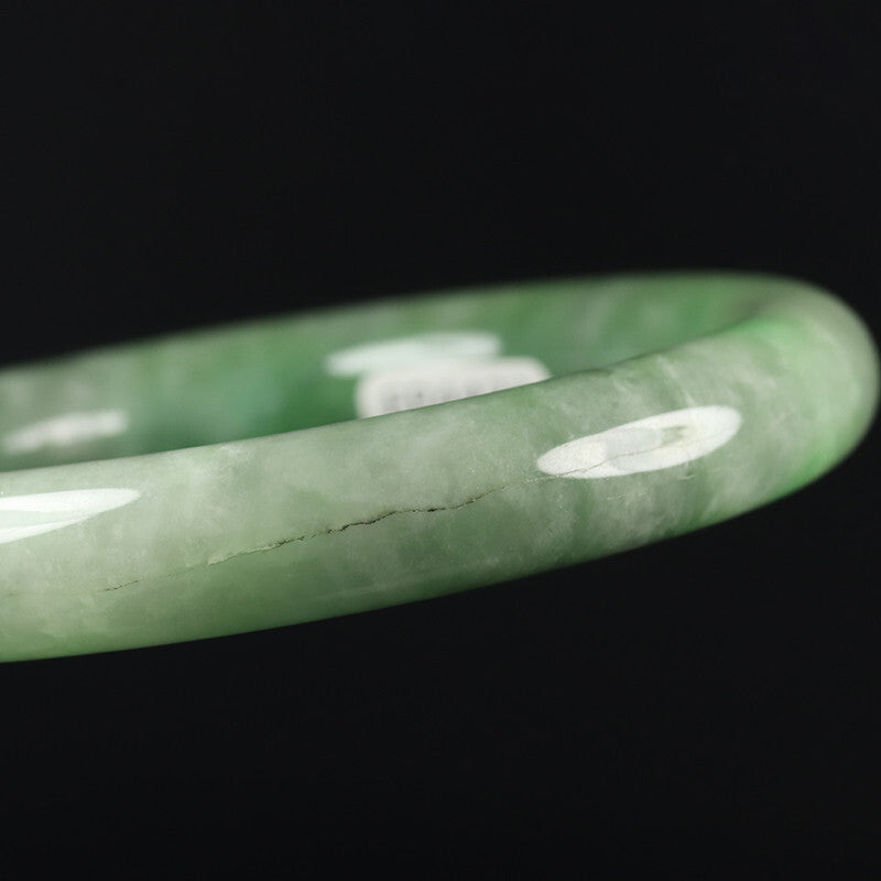 VINTAGE Medium Jadeite Green Jade Bangle Size 59mm Round Princess Cut Ombré Jade Green U899