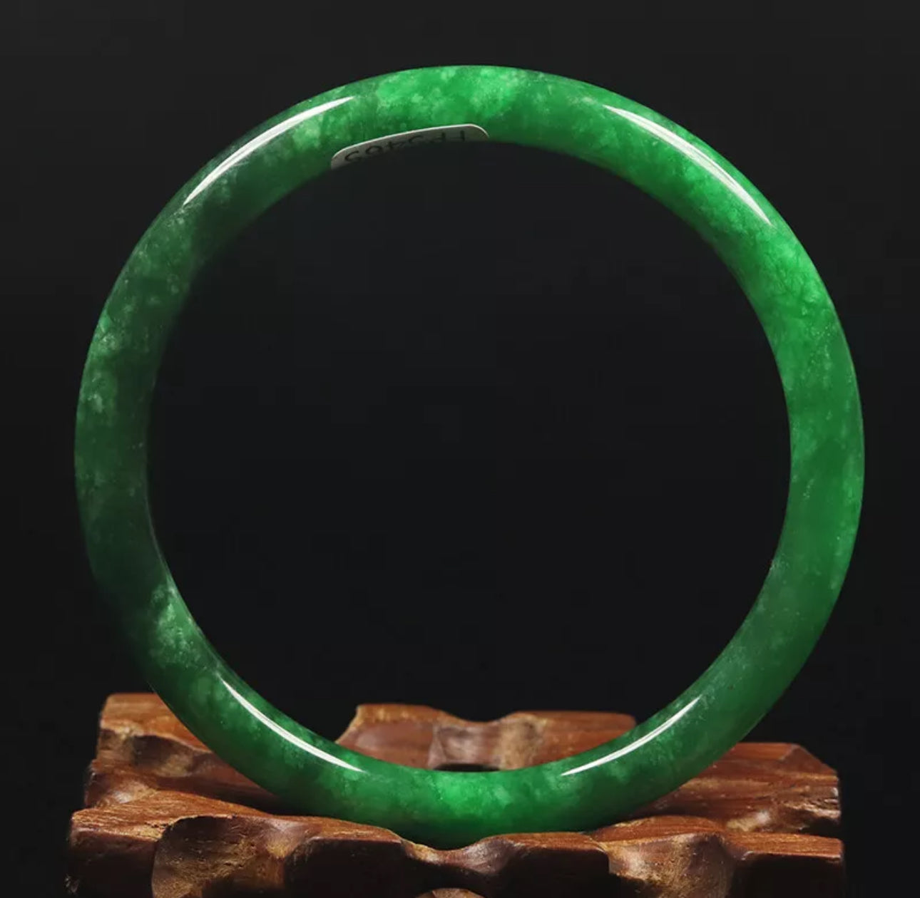 VINTAGE Small Jadeite Green Jade Bangle Size 59mm Round Princess Thin Cut Emerald Green! Y983 - JazzyJewelbyAmina