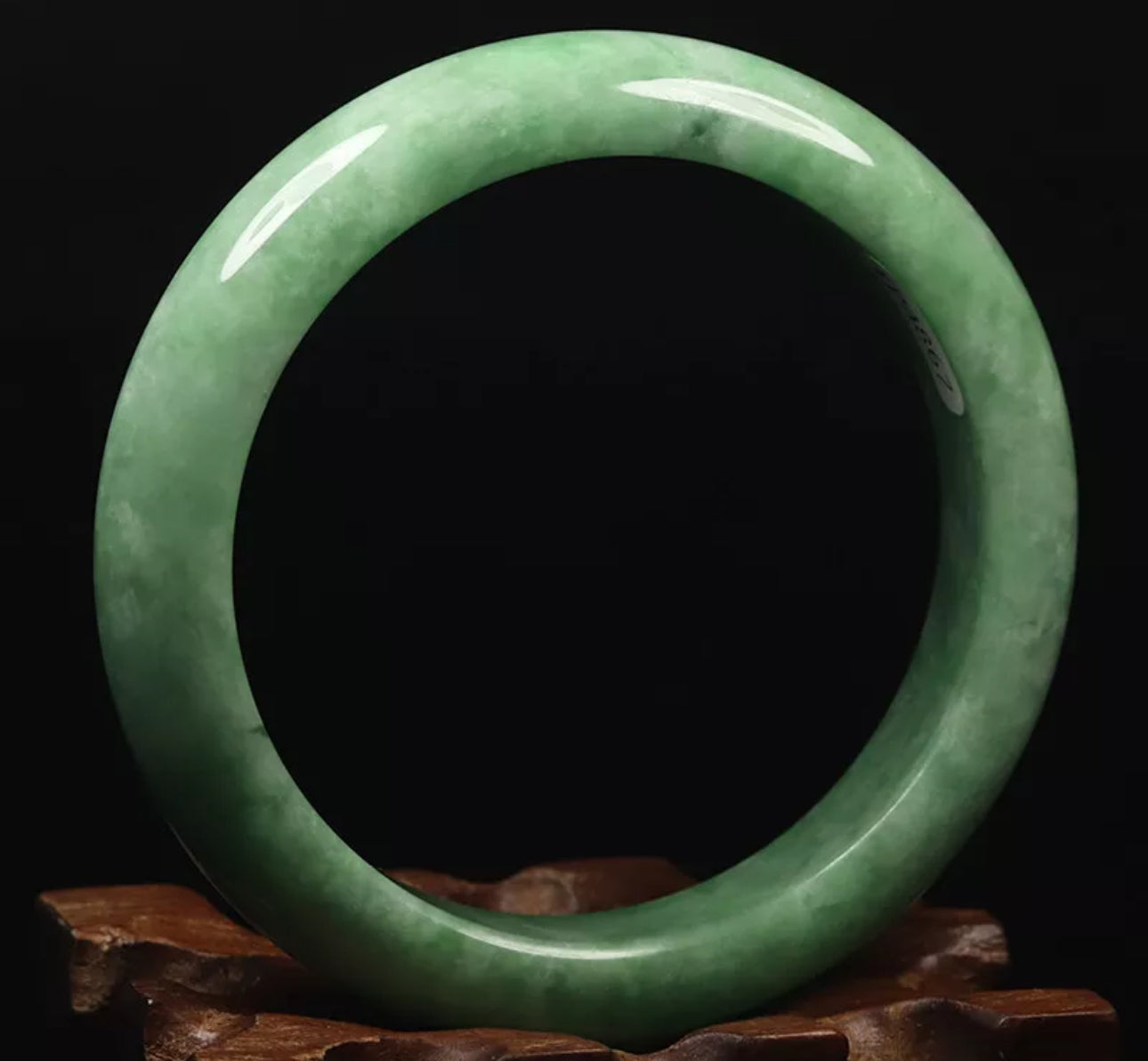VINTAGE Medium Jadeite Green Jade Bangle Size 58mm U787 - JazzyJewelbyAmina