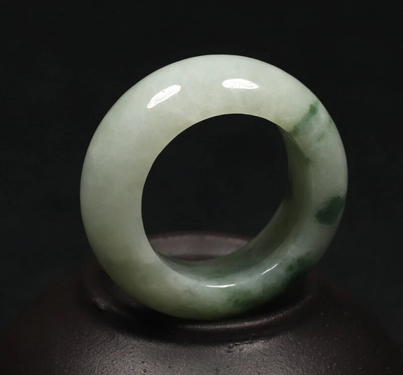 VINTAGE Owned Jadeite Green Jade Bangle Size 7.75 US Flower Jade G33 - JazzyJewelbyAmina