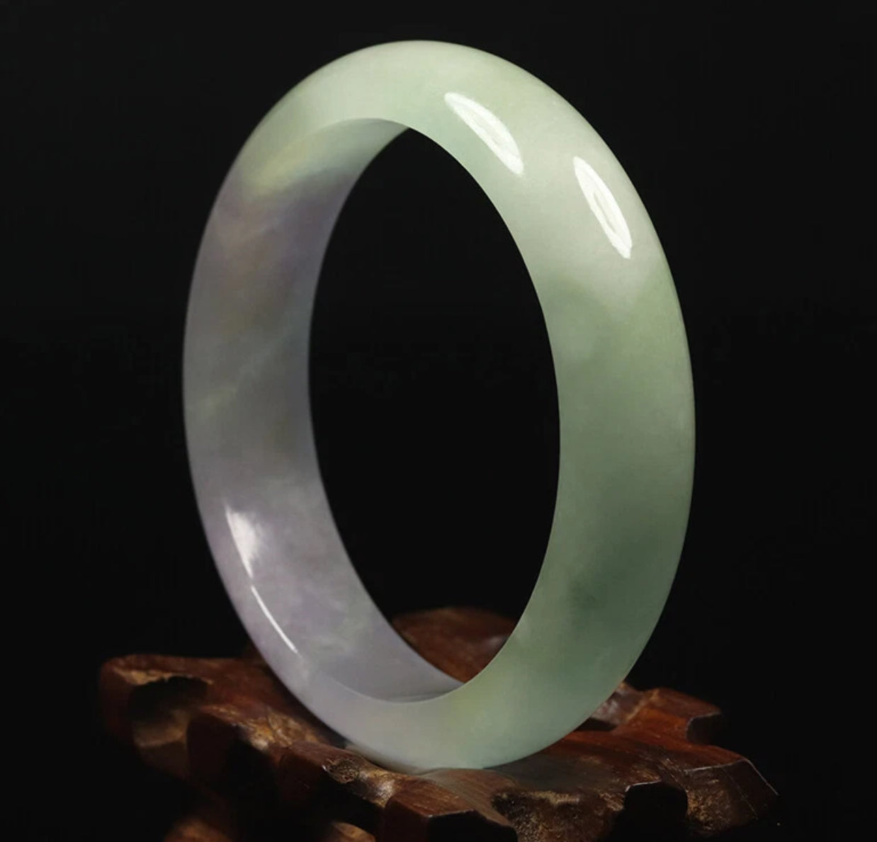 VINTAGE Medium Jadeite Green Jade Bangle Size 59 MM Unique Icy Jade G101 - JazzyJewelbyAmina