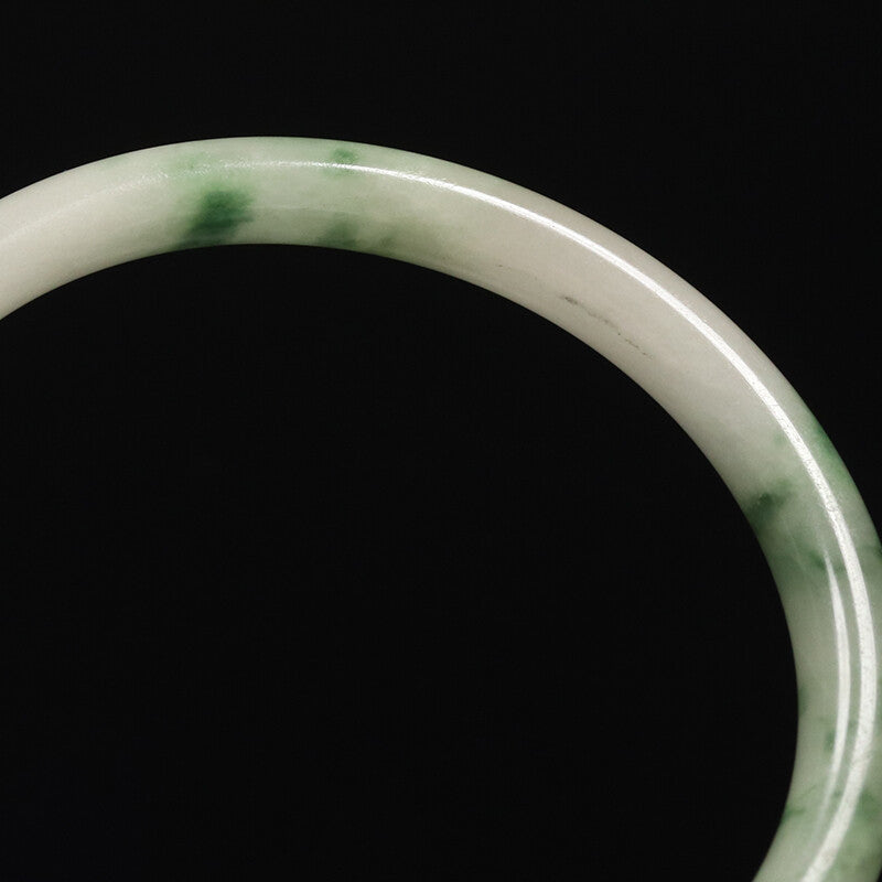VINTAGE Medium Jadeite Green Jade Bangle Size 59 MM Round Princess Cut G103 - JazzyJewelbyAmina
