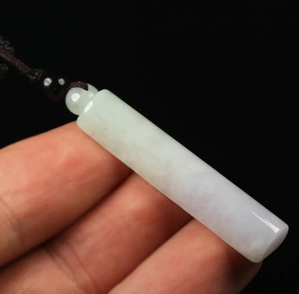 VINTAGE Hand-carved Jade Cylinder Pendant Green/Lavender M683 - JazzyJewelbyAmina