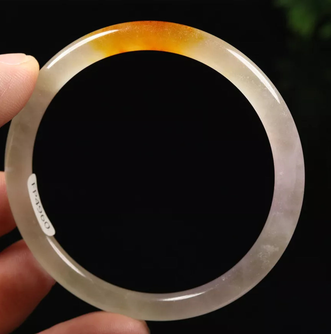 VINTAGE Small Jadeite Lavender/White/Yellow/Brown Bangle Round Princess Thin Cut Size 55mm Y973 - JazzyJewelbyAmina