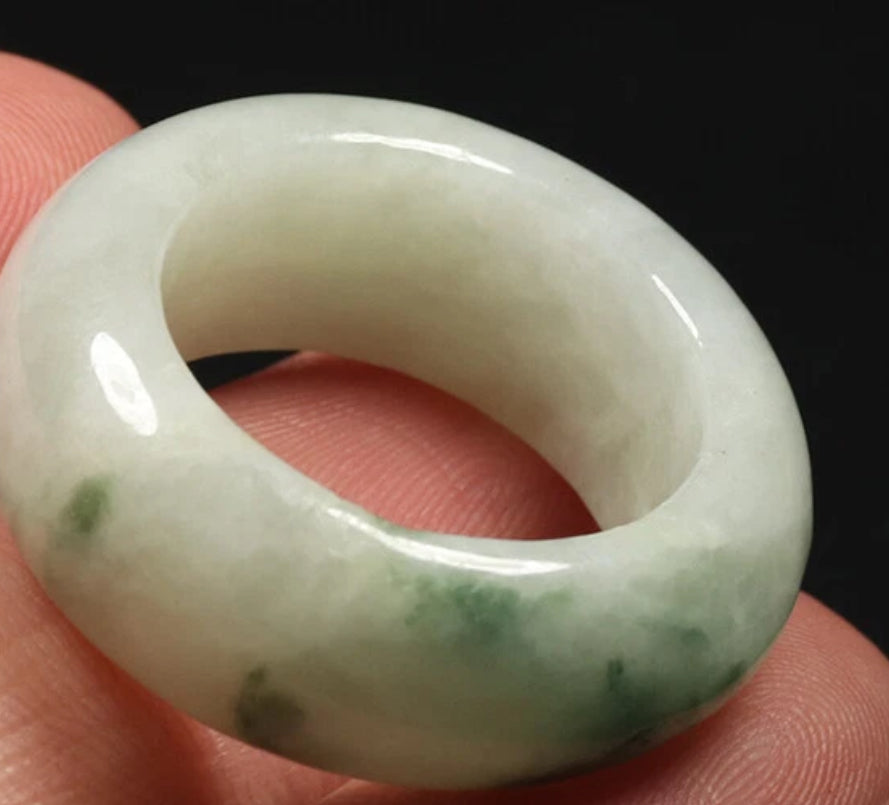 VINTAGE Owned Jadeite Green Jade Bangle Size 7.75 US Flower Jade G33 - JazzyJewelbyAmina