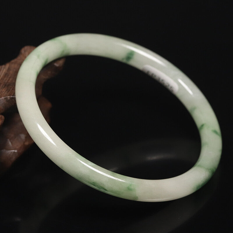 VINTAGE Medium Jadeite Green Jade Bangle Size 59 MM Round Princess Cut G103 - JazzyJewelbyAmina