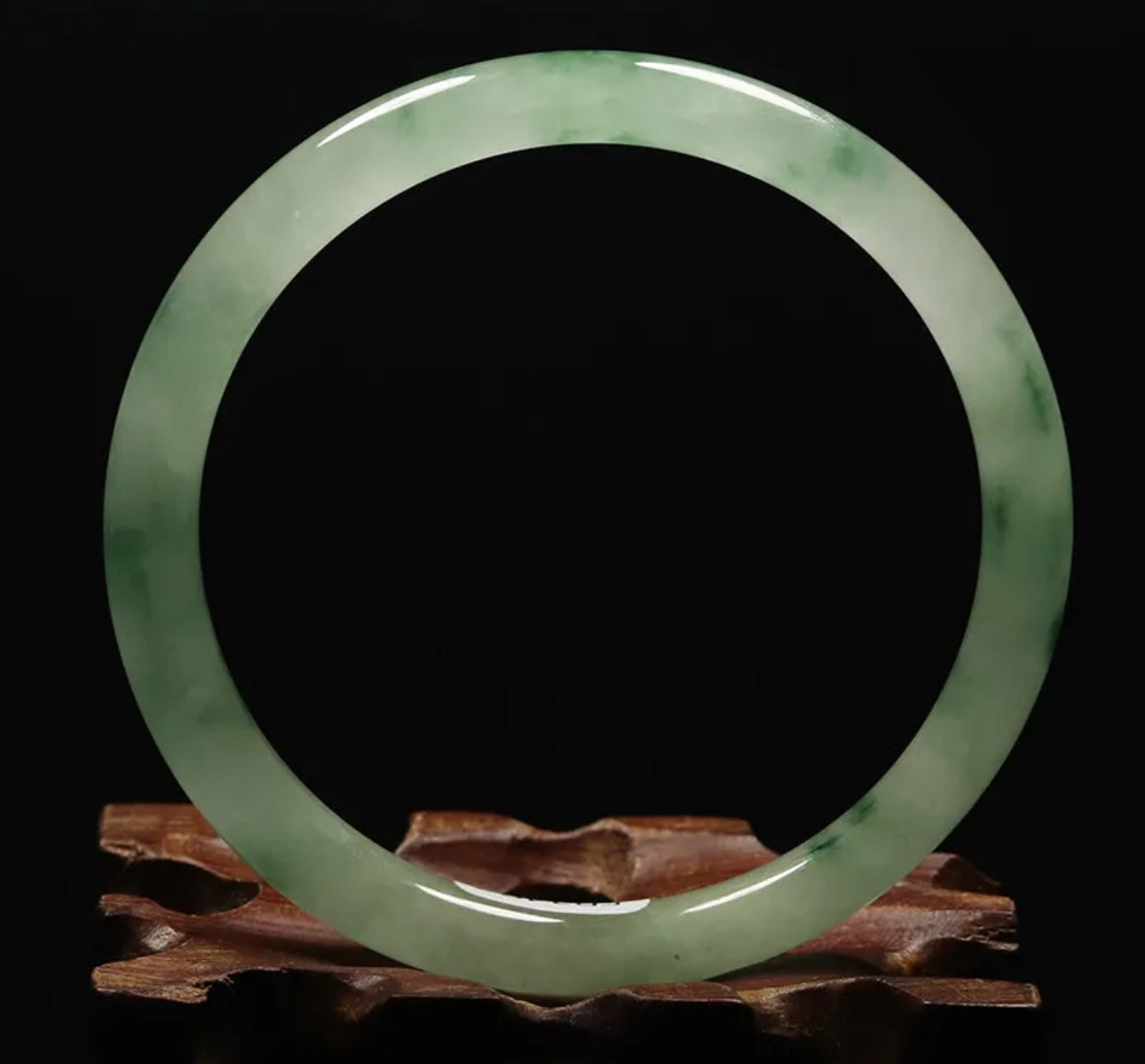 VINTAGE Medium Jadeite Green Jade Bangle Size 59mm Round Princess Cut A37 - JazzyJewelbyAmina