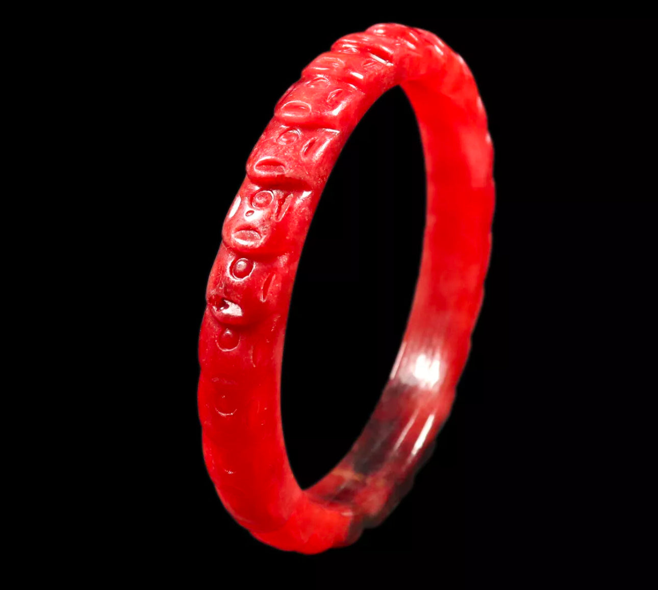 VINTAGE XL Jadeite Red/Black Jade Bangle Hand Carved Size 65mm M791 - JazzyJewelbyAmina