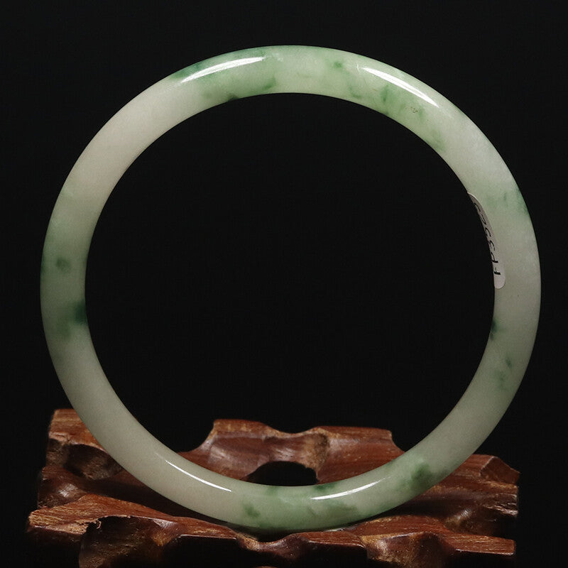 VINTAGE Medium Jadeite Green Jade Bangle Size 59 MM Round Princess Cut G103 - JazzyJewelbyAmina