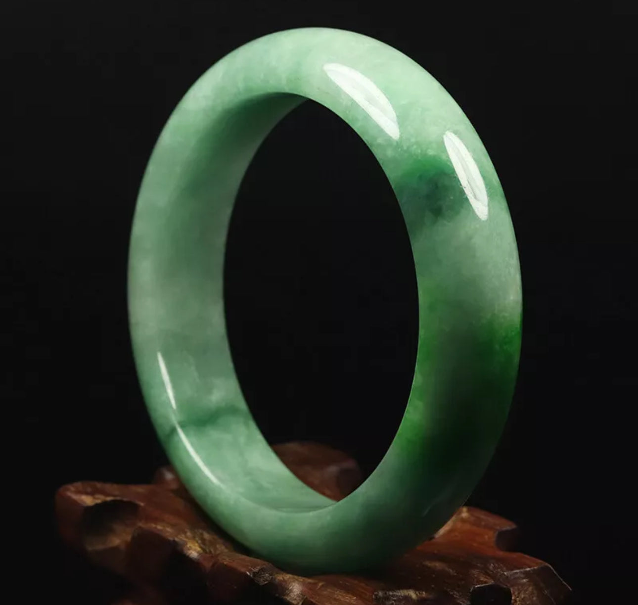 VINTAGE Medium Jadeite Green Jade Bangle Size 59mm U647 Pop Imperial Green! - JazzyJewelbyAmina