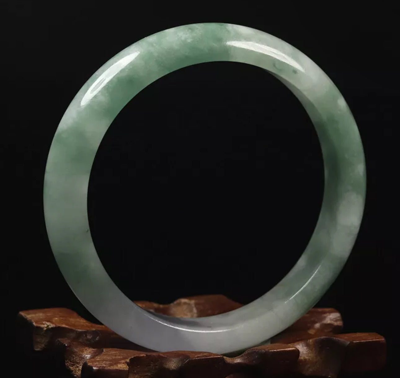 VINTAGE Medium Jadeite Green Jade Bangle Size 59mm M59 Hint of Lavender Jade! - JazzyJewelbyAmina