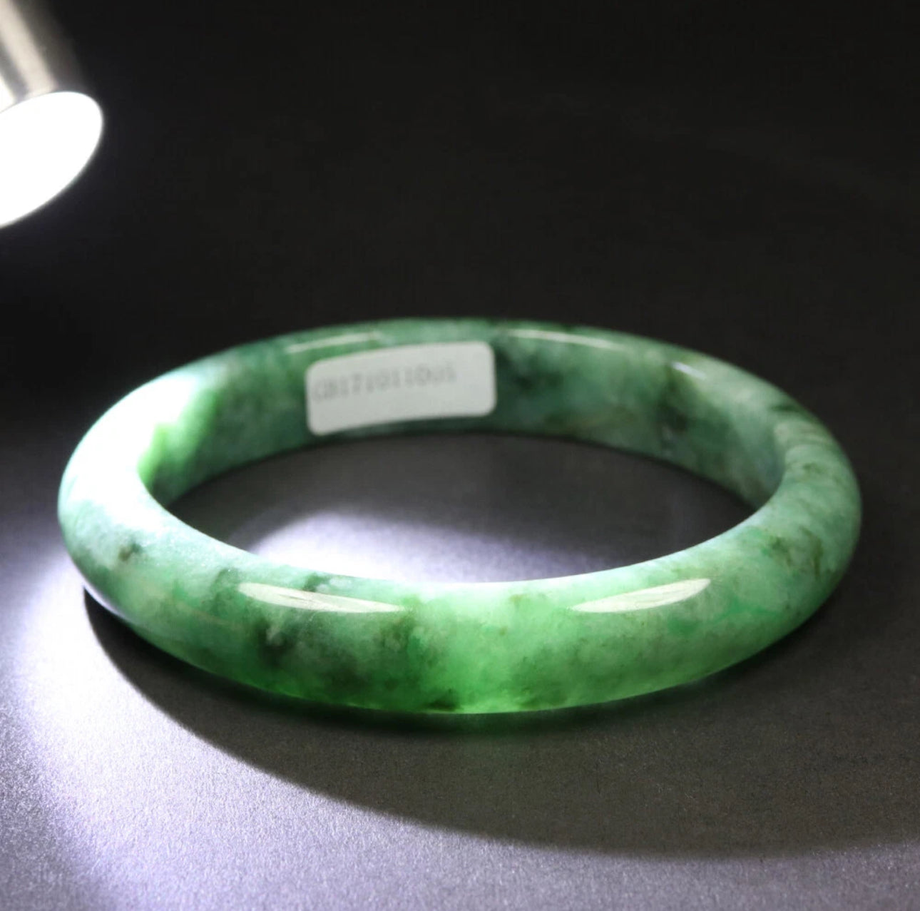 VINTAGE Large Certified Jadeite Green Jade Bangle Size 62 MM S063