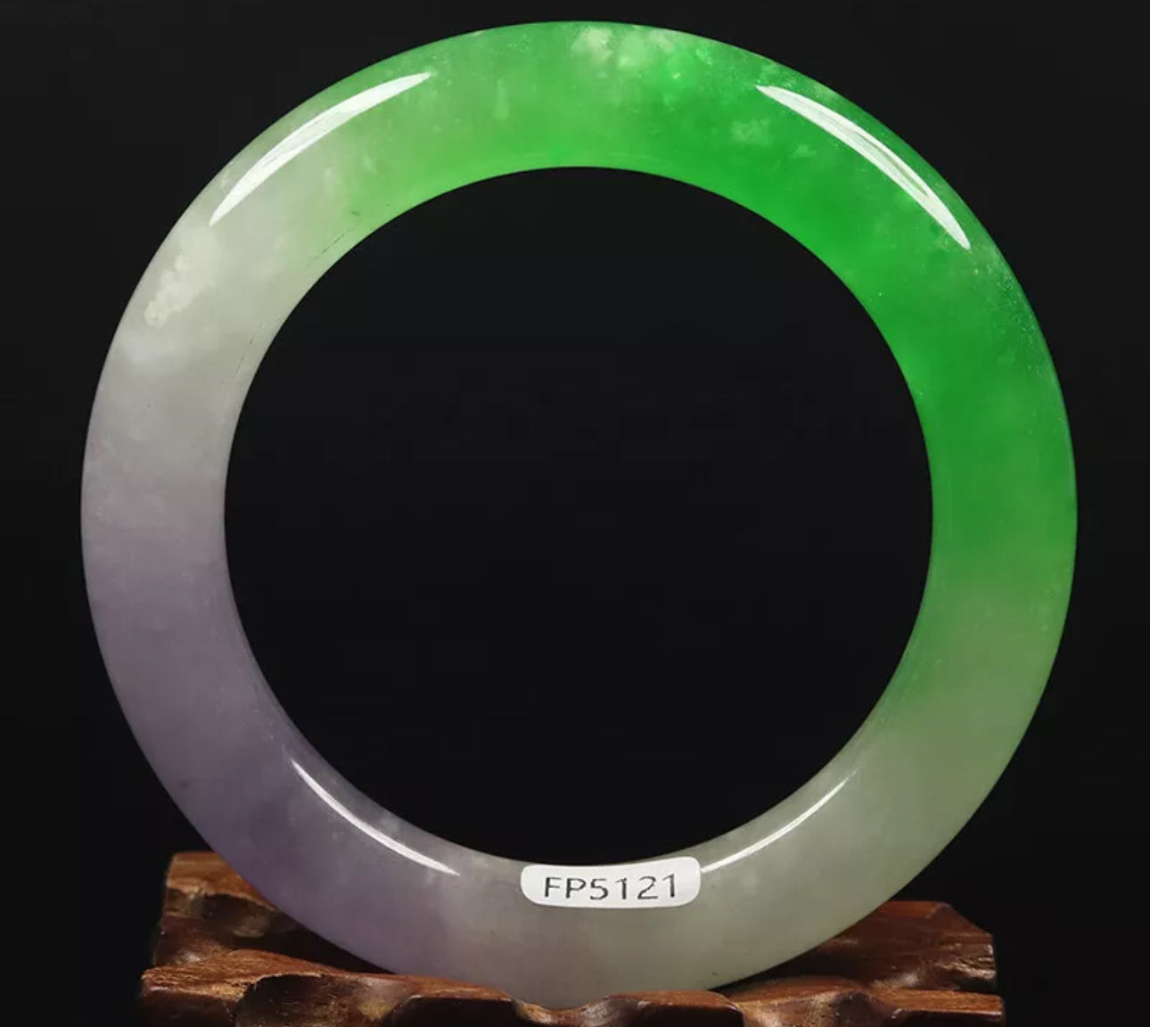 VINTAGE Medium Jadeite Green Lavender Jade Bangle Round Princess Chunky Cut Size 58mm Y295 - JazzyJewelbyAmina