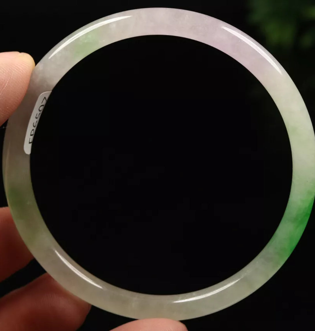 VINTAGE Medium Jadeite Green/Lavender Jade Bangle Round Princess Cut Size 58mm Fine Unique Jade Piece N067 - JazzyJewelbyAmina