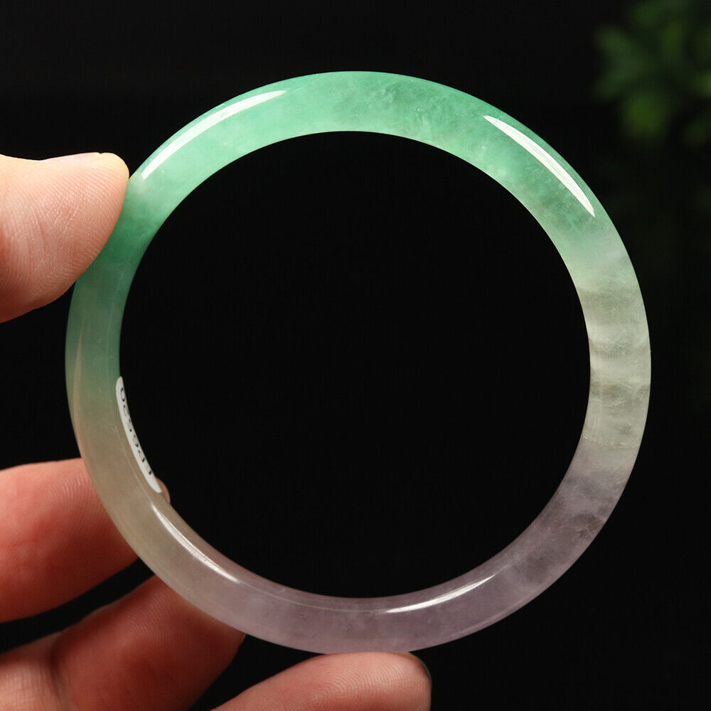 VINTAGE Small Jadeite Green/Lavender Jade Bangle Size 56 MM Round Princess Cut G093 - JazzyJewelbyAmina