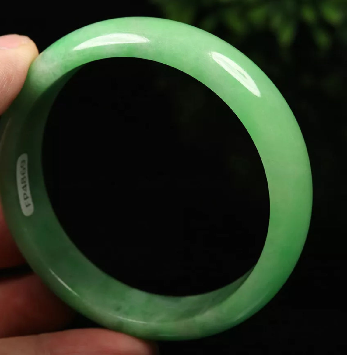 VINTAGE Large Jadeite Green Jade Bangle Size 60mm Solid Apple Green Jade J791 - JazzyJewelbyAmina