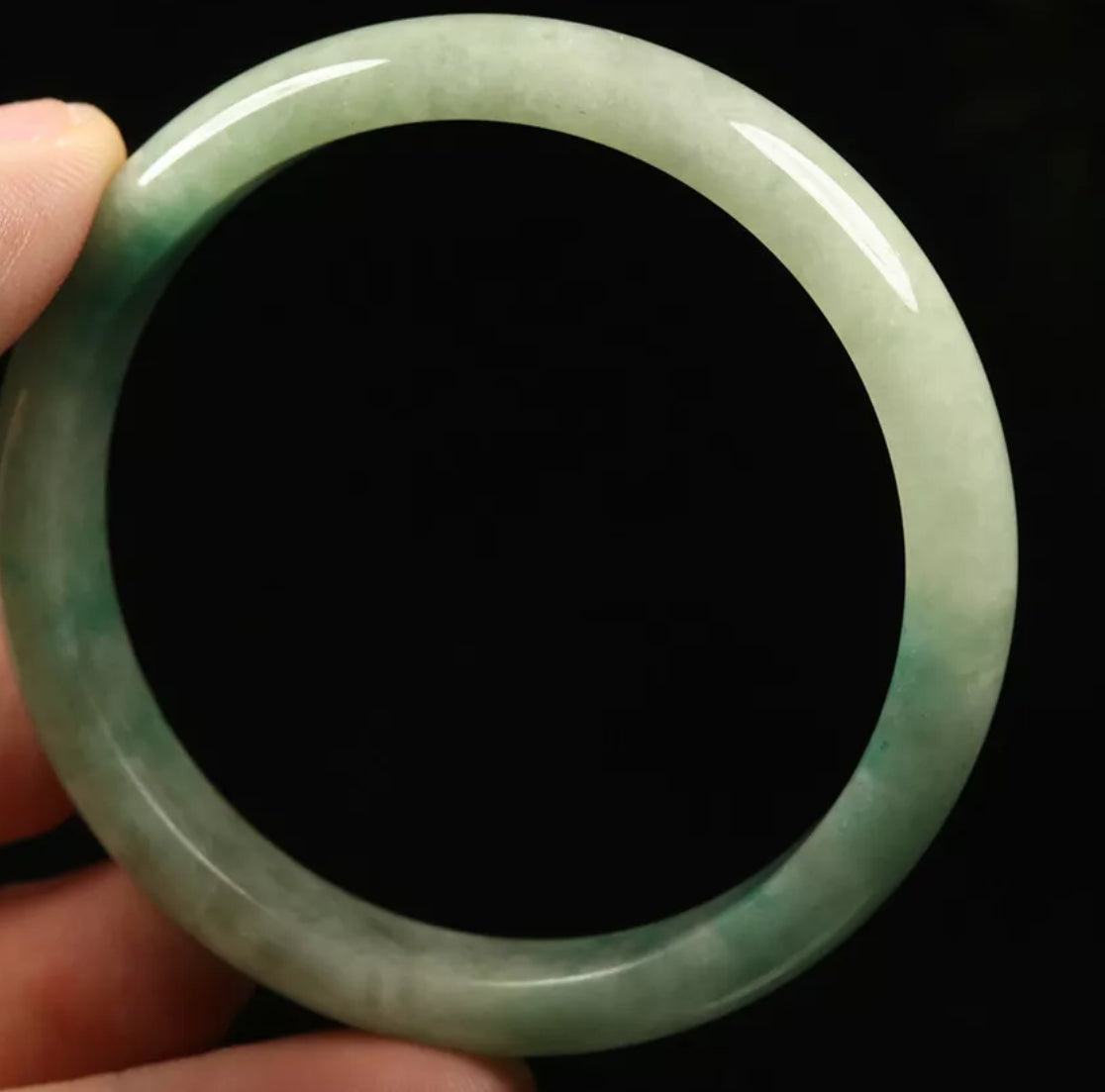 VINTAGE Small Jadeite Green Jade Bangle Size 56mm S231 - JazzyJewelbyAmina