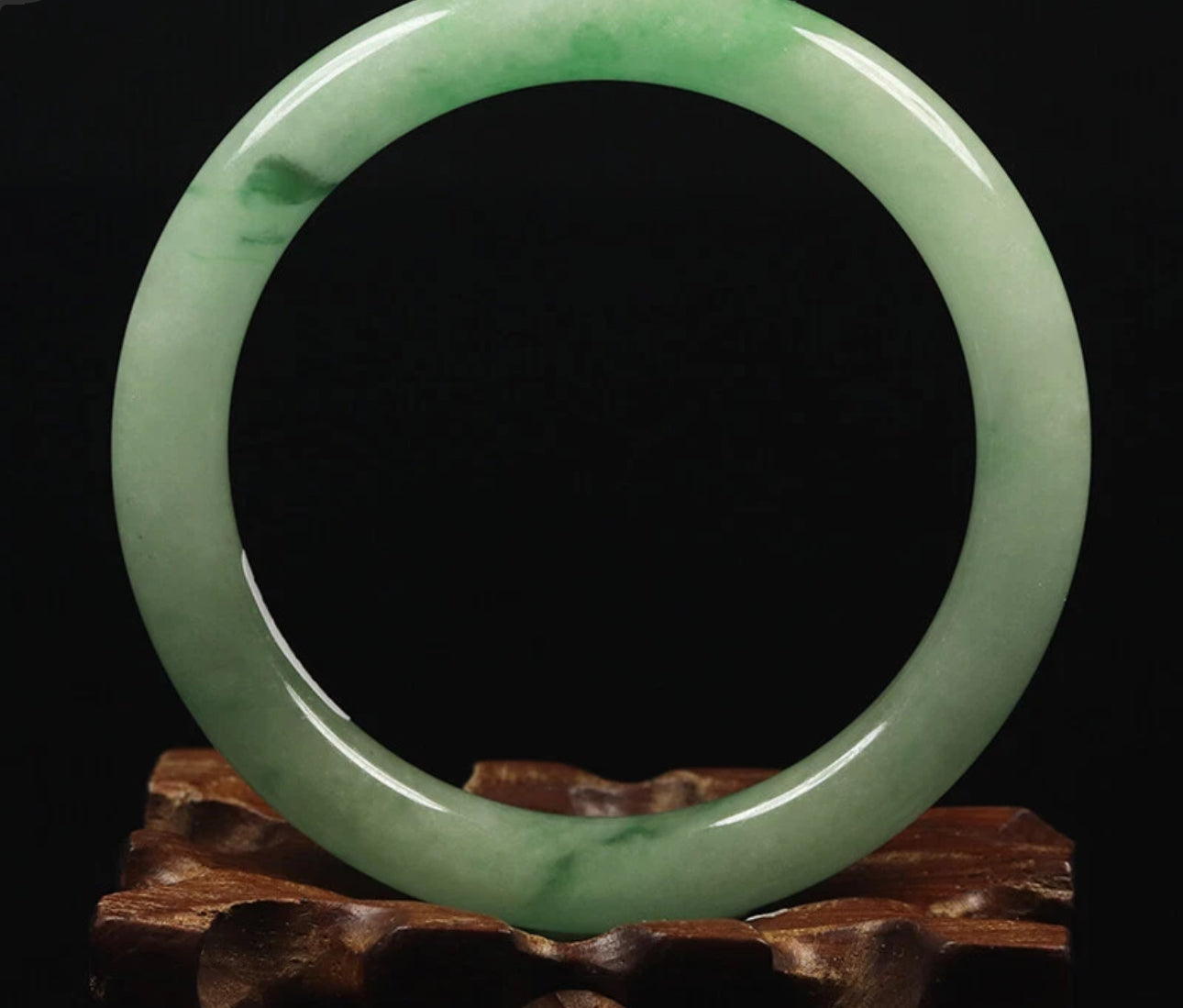 VINTAGE Small Jadeite Green Jade Bangle Size 55 MM Round Princess Cut G595 - JazzyJewelbyAmina