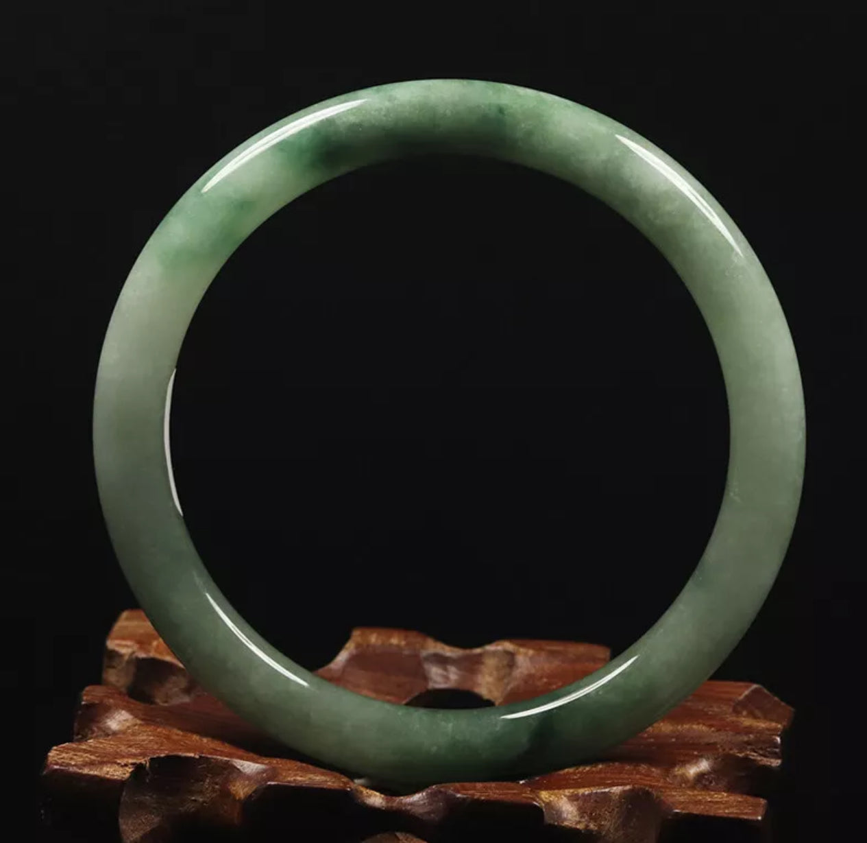 VINTAGE Small Jadeite Green Jade Bangle Size 55mm Round Princess Cut L153 - JazzyJewelbyAmina