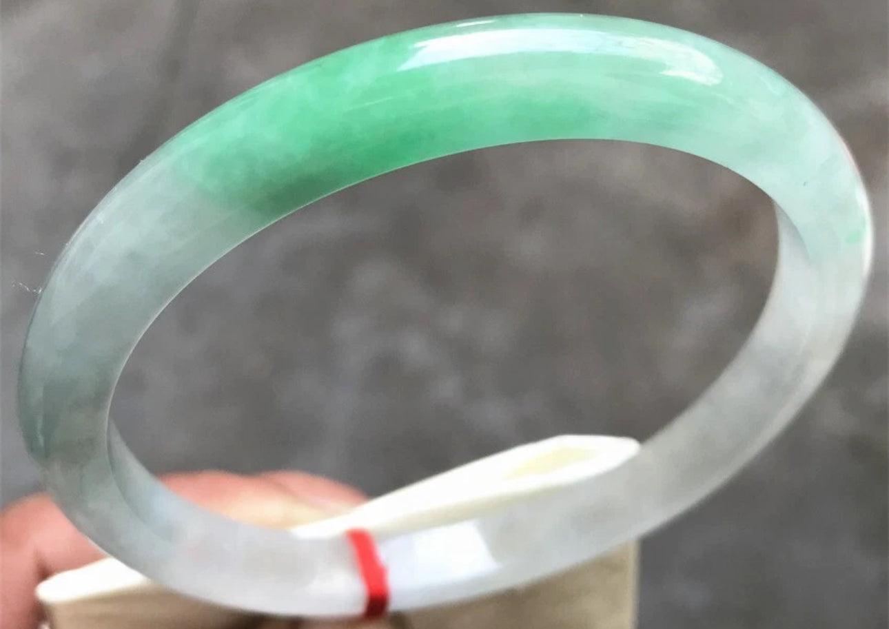 VINTAGE XXL Jadeite Green Icy Jade Bangle Size 66.8 MM Thin Round Bangle U629