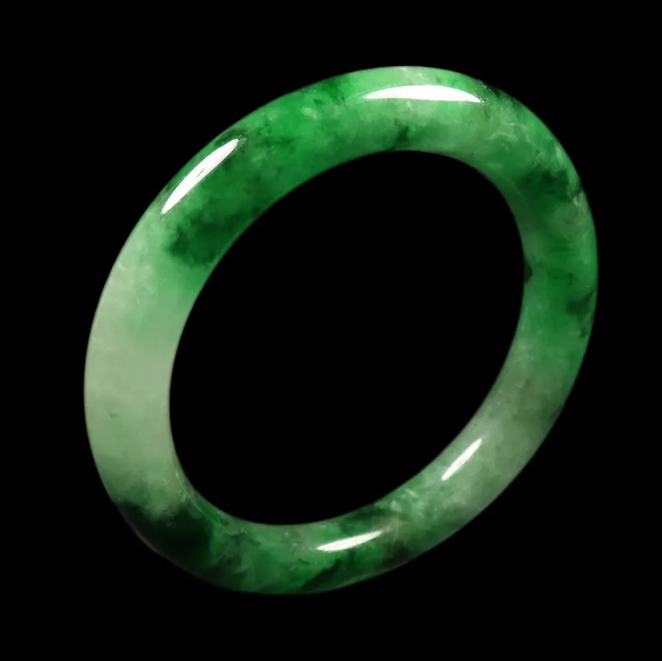VINTAGE Large Jadeite Green Jade Bangle Size 61mm Round Chunky Cut! A319 - JazzyJewelbyAmina
