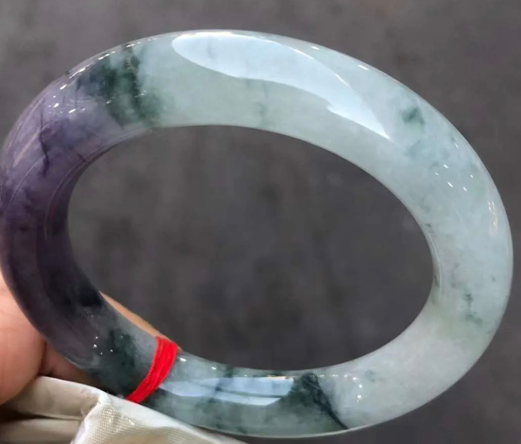 VINTAGE Medium Jadeite Green/Lavender Jade Round Princess Cut Size 59mm J111 - JazzyJewelbyAmina