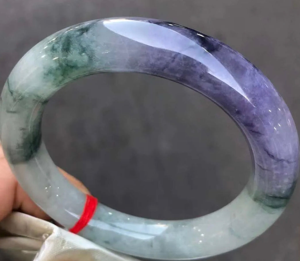 VINTAGE Medium Jadeite Green/Lavender Jade Round Princess Cut Size 59mm J111 - JazzyJewelbyAmina