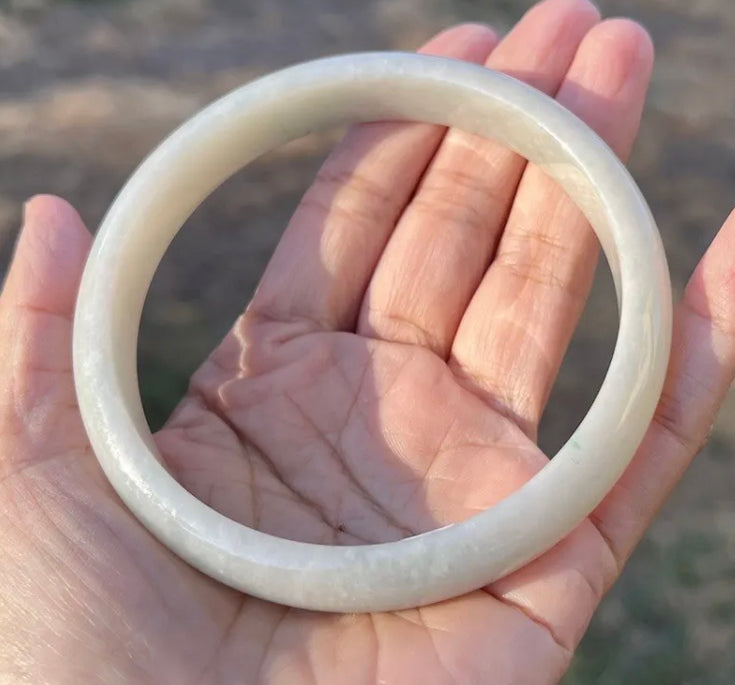VINTAGE XXl Jadeite Green Jade Bangle from Burma - Certified Size 73.6mm J41 - JazzyJewelbyAmina