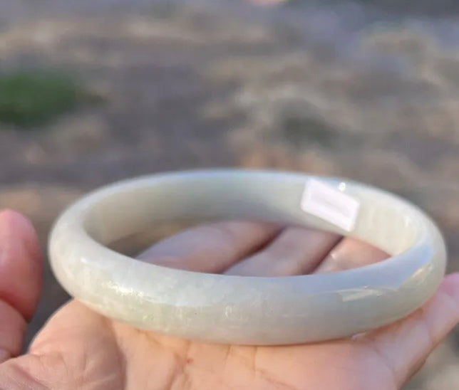 VINTAGE XXl Jadeite Green Jade Bangle from Burma - Certified Size 73.6mm J41 - JazzyJewelbyAmina