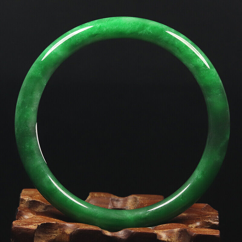 VINTAGE Medium Jadeite Green Jade Round Princess Thin Cut Bangle Size 59mm F937 Emerald Green! - JazzyJewelbyAmina
