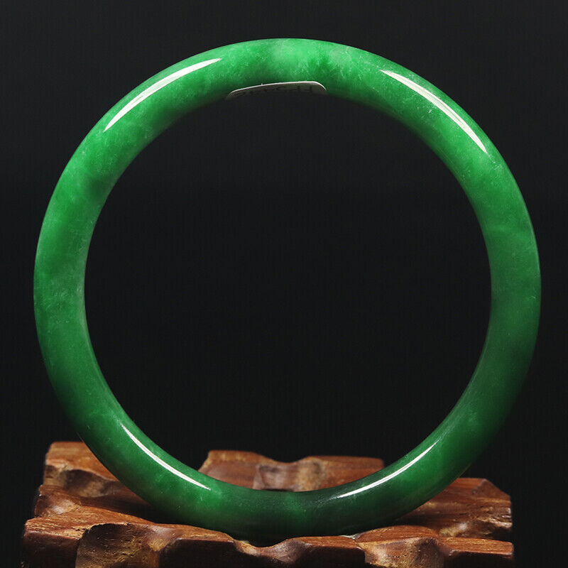 VINTAGE Medium Jadeite Green Jade Round Princess Thin Cut Bangle Size 59mm F937 Emerald Green! - JazzyJewelbyAmina