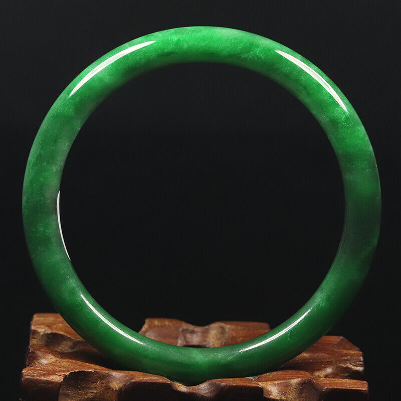 VINTAGE Medium Jadeite Green Jade Round Princess Thin Cut Bangle Size 59mm F937 Emerald Green! - JazzyJewelbyAmina