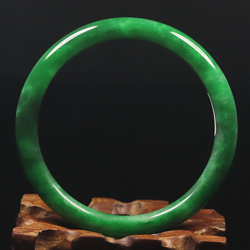 VINTAGE Medium Jadeite Green Jade Round Princess Thin Cut Bangle Size 59mm F937 Emerald Green! - JazzyJewelbyAmina