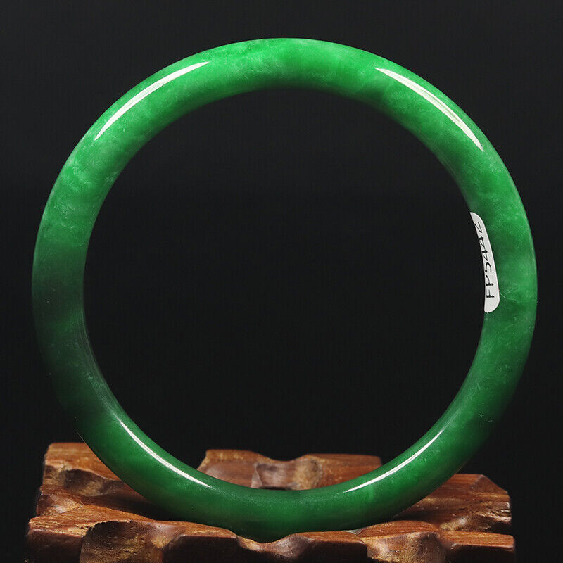 VINTAGE Medium Jadeite Green Jade Round Princess Thin Cut Bangle Size 59mm F937 Emerald Green! - JazzyJewelbyAmina