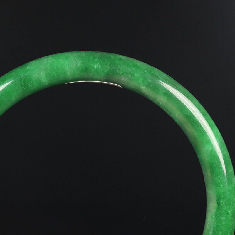 VINTAGE Medium Jadeite Green Jade Round Princess Thin Cut Bangle Size 59mm F937 Emerald Green! - JazzyJewelbyAmina