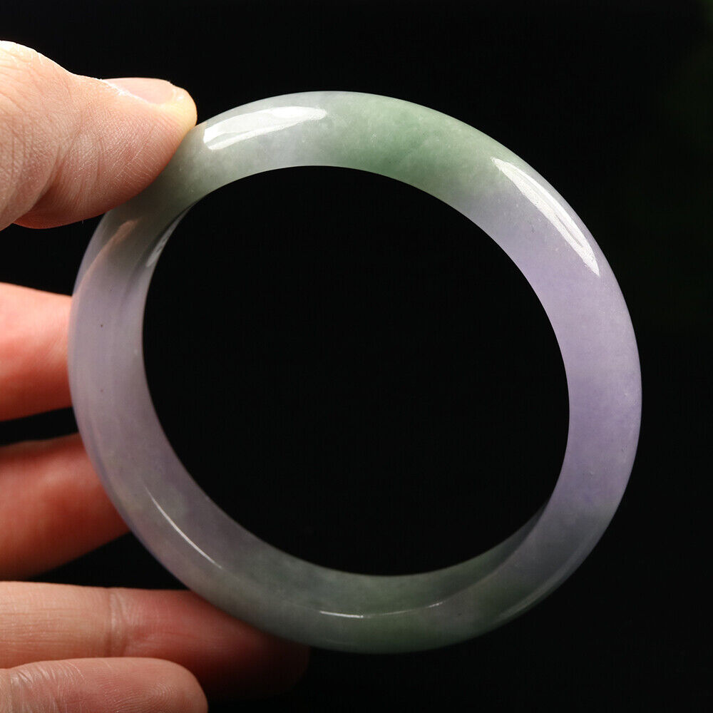 VINTAGE Medium Jdeite Green/Lavender Jade Bangle Size 59mm M151 - JazzyJewelbyAmina
