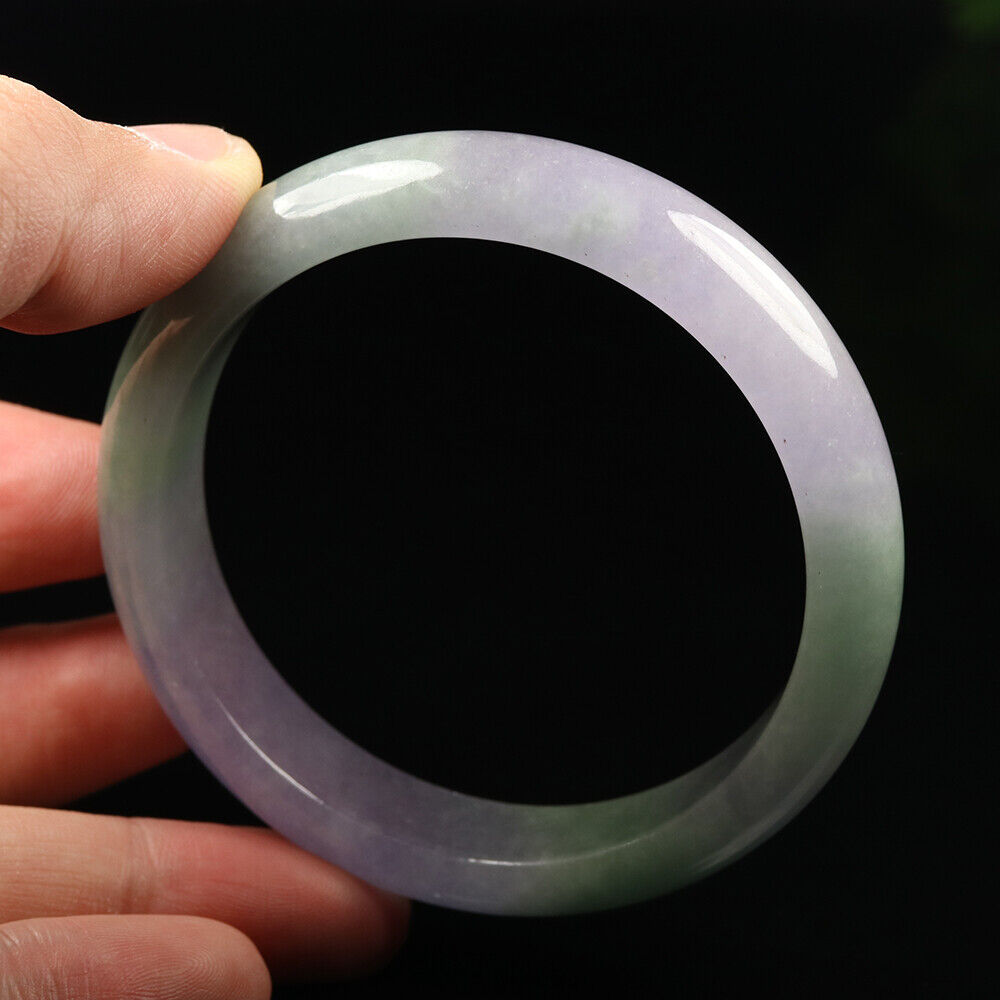 VINTAGE Medium Jdeite Green/Lavender Jade Bangle Size 59mm M151 - JazzyJewelbyAmina