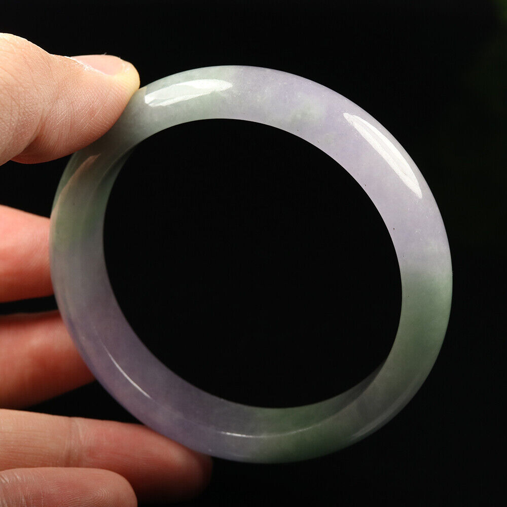 VINTAGE Medium Jdeite Green/Lavender Jade Bangle Size 59mm M151 - JazzyJewelbyAmina