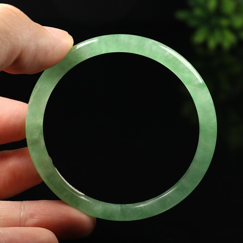 VINTGE Jadeite Green Jade Round Princess Bangle Size 57mm M007 - JazzyJewelbyAmina