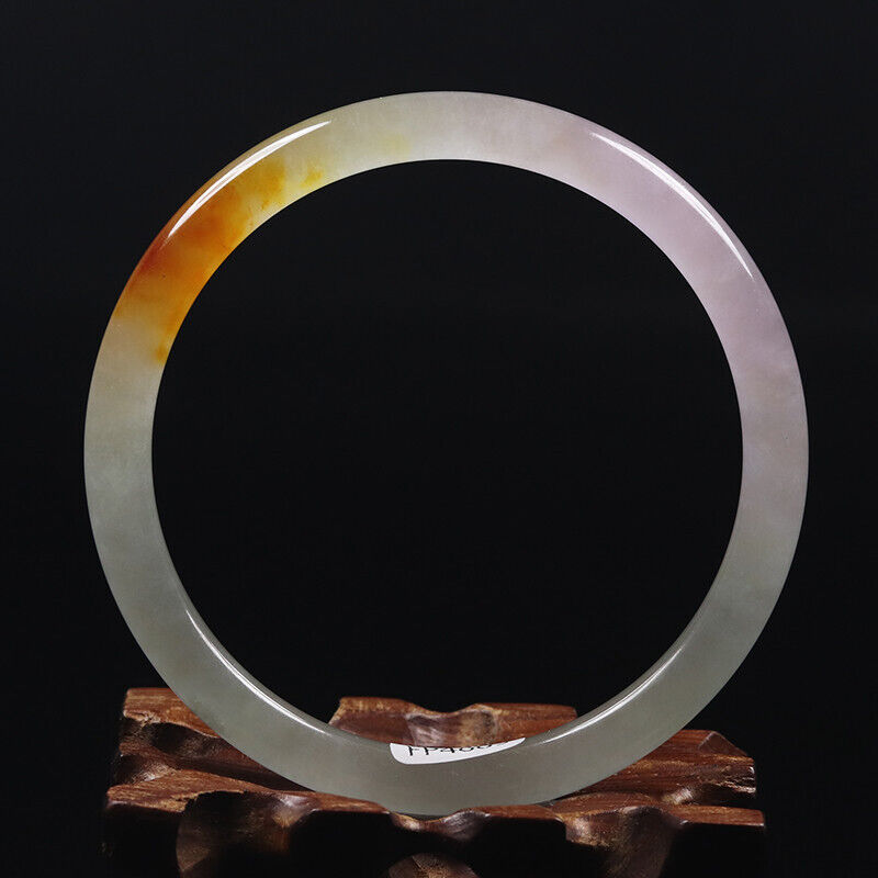 VINTAGE XL Jadeite Green/Rust/Lavender Jade Bangle Size 64mm Round Princess Thin Cut M831 - JazzyJewelbyAmina