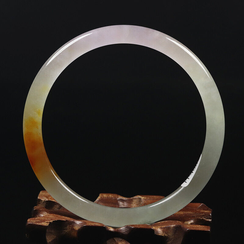 VINTAGE XL Jadeite Green/Rust/Lavender Jade Bangle Size 64mm Round Princess Thin Cut M831 - JazzyJewelbyAmina