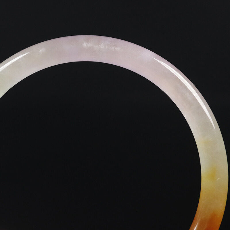 VINTAGE XL Jadeite Green/Rust/Lavender Jade Bangle Size 64mm Round Princess Thin Cut M831 - JazzyJewelbyAmina