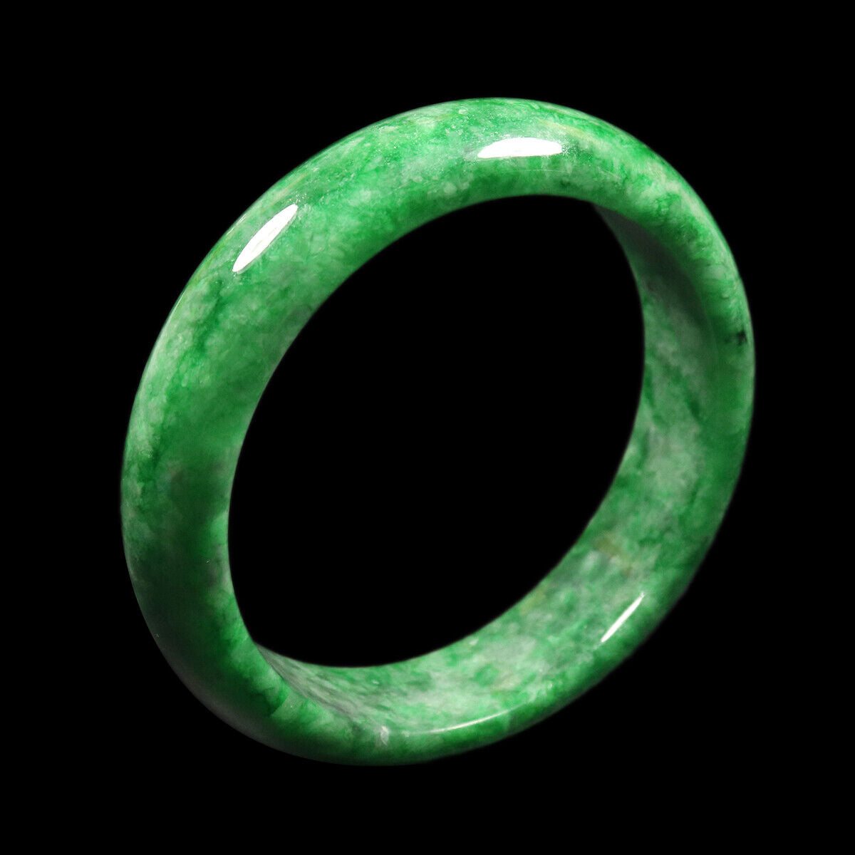 VINTAGE Medium Jadeite Green Jade Bangle from Burma Size 59mm M033 - JazzyJewelbyAmina