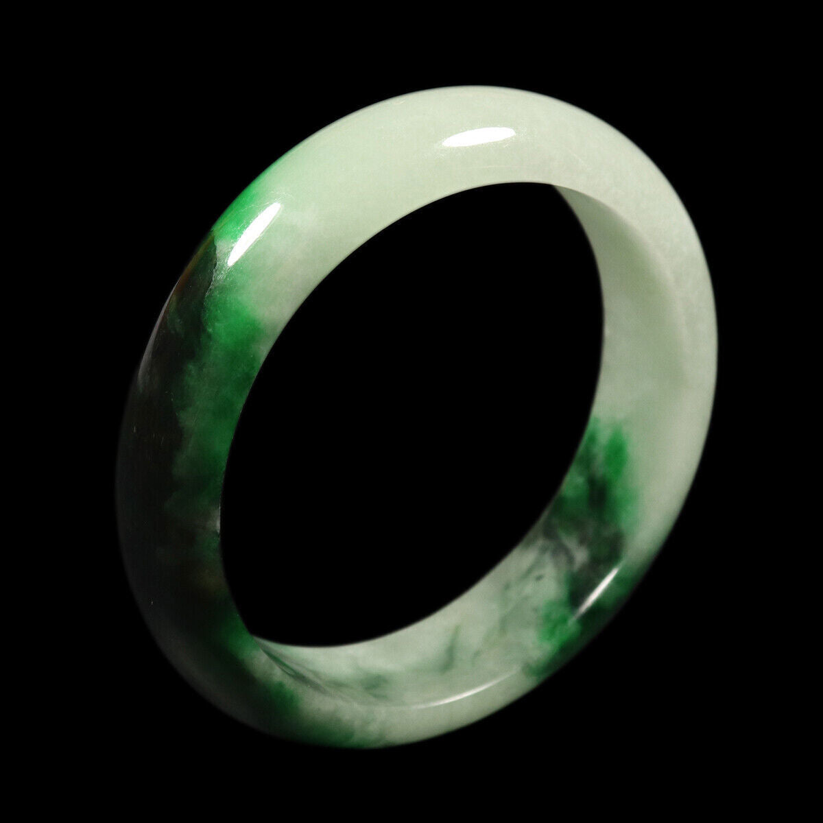 VINTAGE Medium Jadeite Green Jade Bange from Burma Size 59mm M727 - JazzyJewelbyAmina