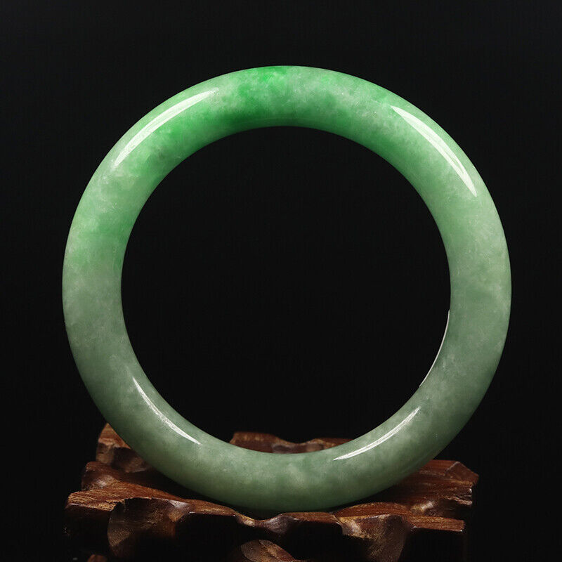 VINTAGE Medium Jadeite Green Jade Bangle Size 59mm Round Princess Chunky Cut - Hint of Yellow!M617 - JazzyJewelbyAmina