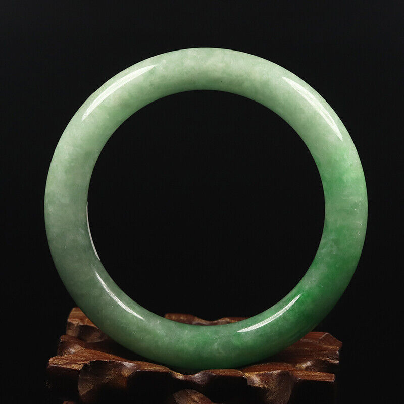 VINTAGE Medium Jadeite Green Jade Bangle Size 59mm Round Princess Chunky Cut - Hint of Yellow!M617 - JazzyJewelbyAmina