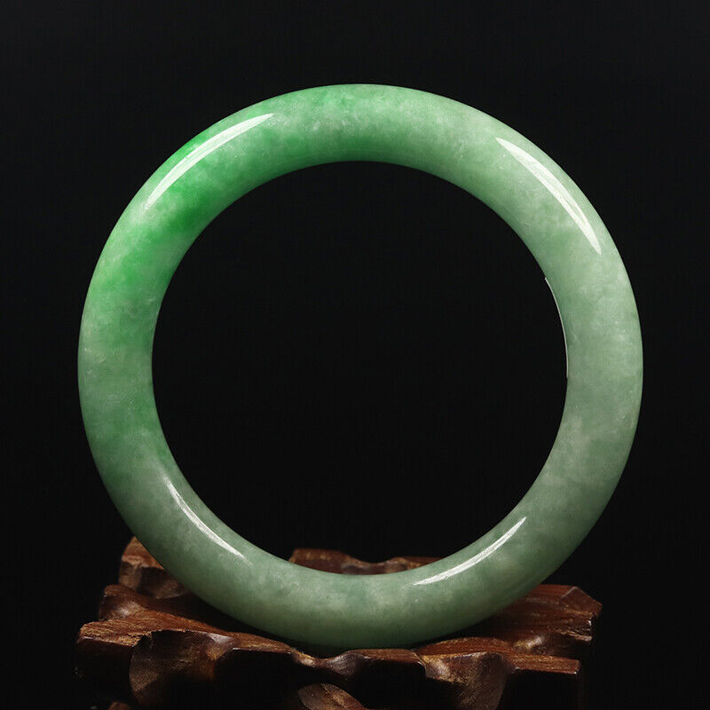 VINTAGE Medium Jadeite Green Jade Bangle Size 59mm Round Princess Chunky Cut - Hint of Yellow!M617 - JazzyJewelbyAmina