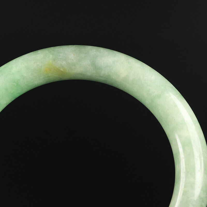 VINTAGE Medium Jadeite Green Jade Bangle Size 59mm Round Princess Chunky Cut - Hint of Yellow!M617 - JazzyJewelbyAmina