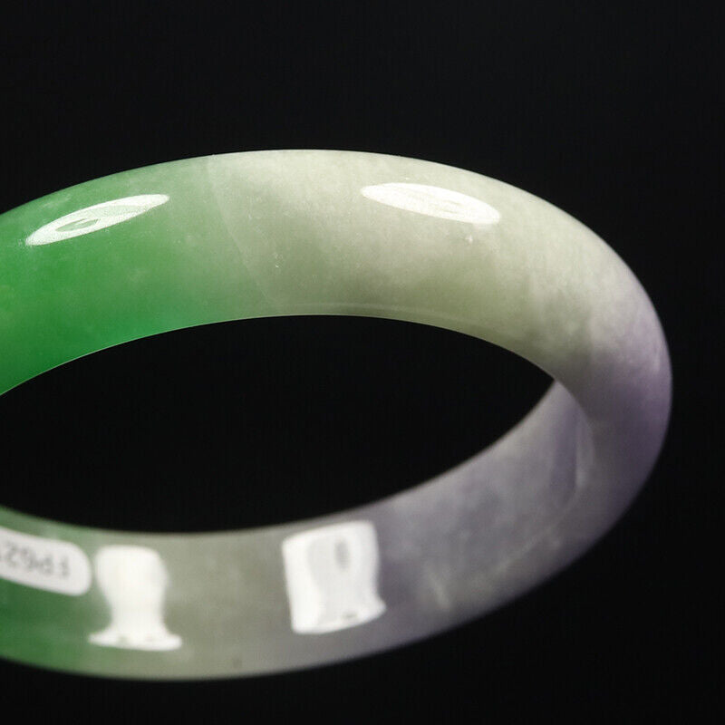 VINTAGE Medium Jadeite Green/White/Lavender Jade Bangle Size 59mm A91 - JazzyJewelbyAmina