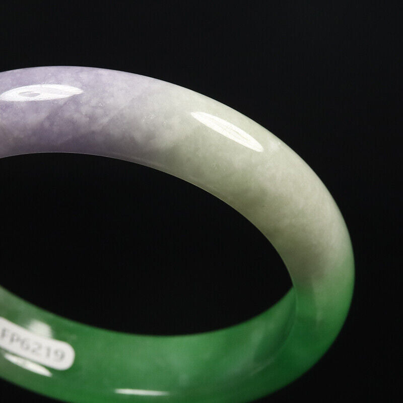VINTAGE Medium Jadeite Green/White/Lavender Jade Bangle Size 59mm A91 - JazzyJewelbyAmina